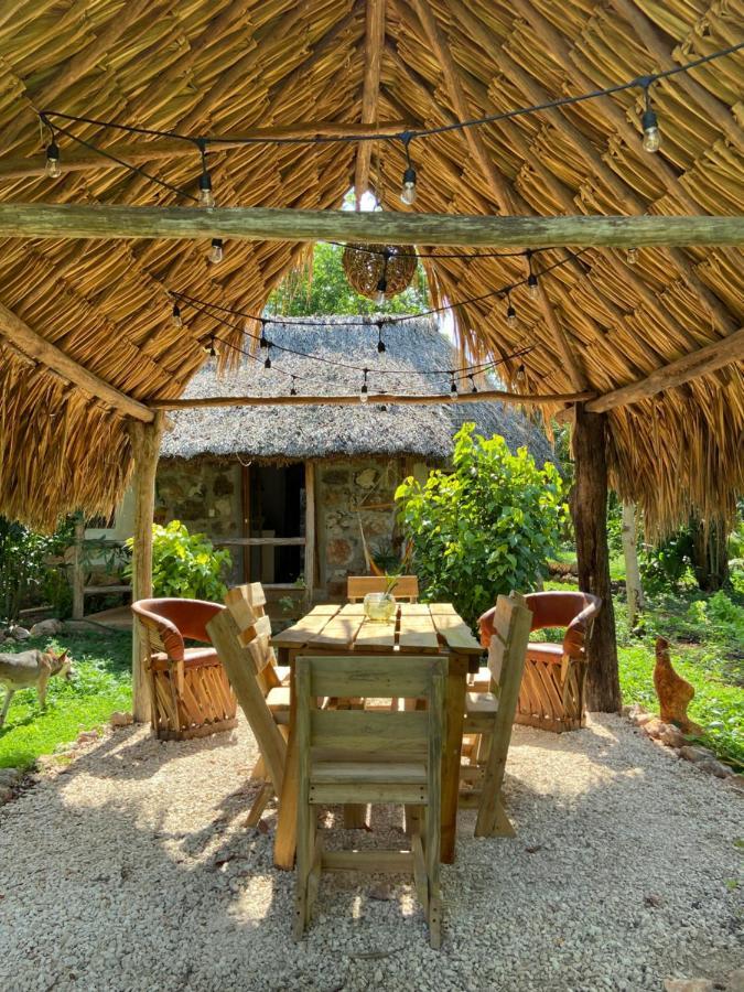 Encantadora Villa Maya Tradicional En Rancho Agroecologico Tzucaceb Esterno foto